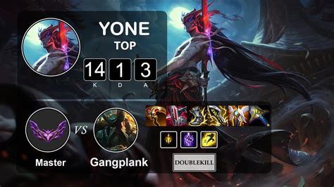 Top Yone Vs Gangplank Lol Las Master Season 12 Patch 12 1 Youtube