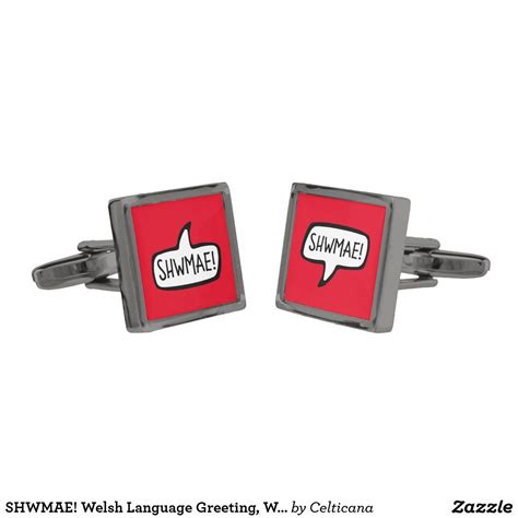 Shwmae Welsh Language Greeting Wales Cufflinks Welsh Language