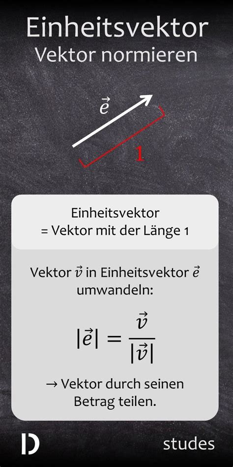 Einheitsvektor Vektor Normieren Mathematik Lernen Lernen Mathe