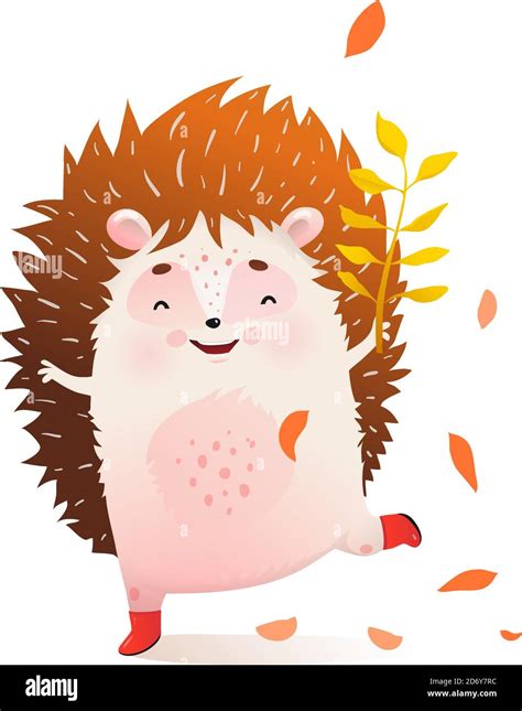 Happy Hedgehog Smiling Playing in Nature Fun Child Stock Vector Image ...