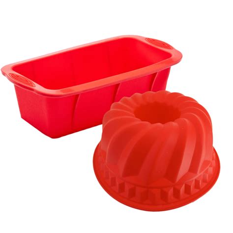 Kit Forma De Bolo De Silicone Furo Forma De Pão E Torta