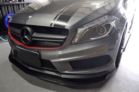 Airwing Coltd Products W176 Rv Style Carbon Add On Front Lip Spoiler Carbon