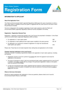 Fillable Online Marion Sa Gov Warm Water System Registration Form 106