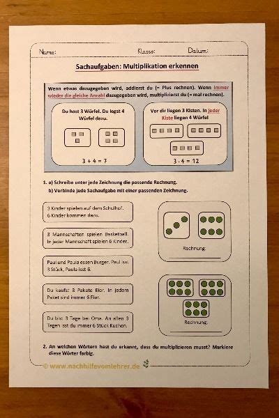 Multiplikation In Sachaufgaben Erkennen Artofit