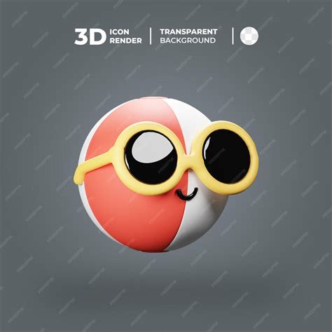 Premium PSD | A beach ball with sunglasses and a smiley face