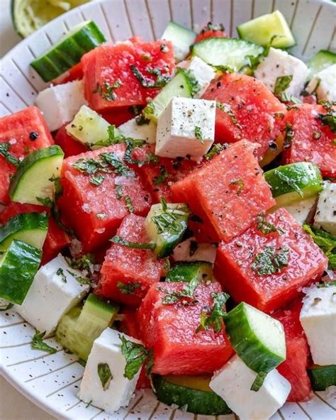 Watermelon Cucumber Feta Salad Recipe