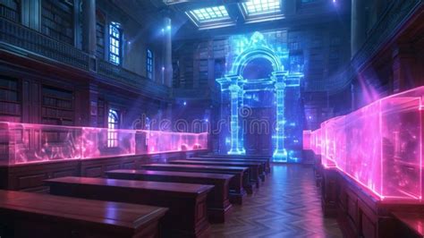 Holographic Law Classroom With Virtual Courtrooms Stock Footage Video