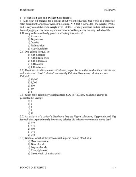 Quiz Biochemistry Biochemistry Practice Exam Nursing Level 1 1