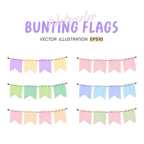 Premium Vector Watercolor Colorful Bunting Flags Clipart Collection