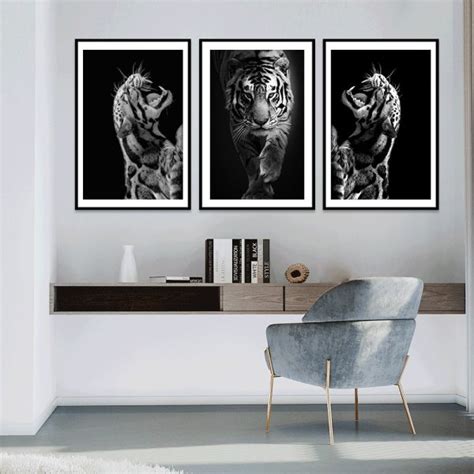 Black and White Animal Tiger Art Prints Wall Art Pictures Canvas ...