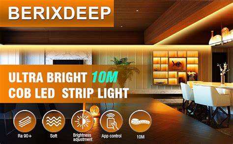 Berixdeep Cob Led Strip Lights M Uniform Dc V Led Strip Mm Wide