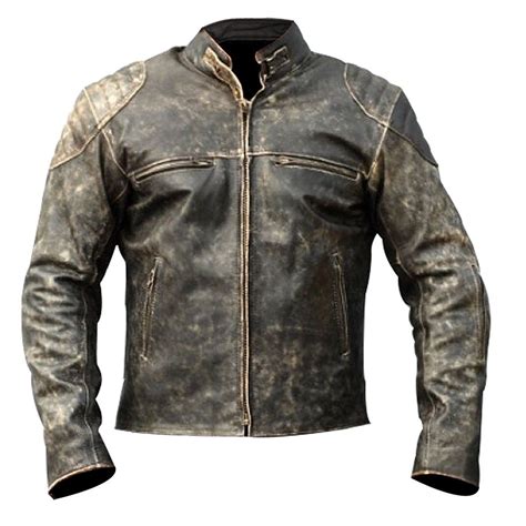 Men S Antique Style Distressed Black Retro Motorcycle Riders Leather