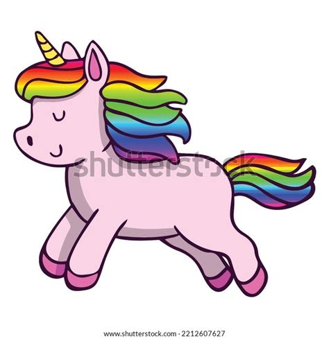 Cartoon Unicorn Rainbow Colored Drawing Stock Vector (Royalty Free ...