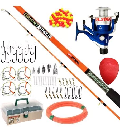 Combo Pesca Completo Caja Reel 2 Rulemanes Caña Beach 2 70 Mt