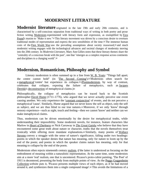 Modernist Literature | PDF | Literary Modernism | Modernism