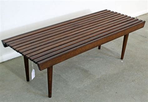 Mid Century Modern Walnut Slat Bench Coffee Table For Sale At 1stdibs