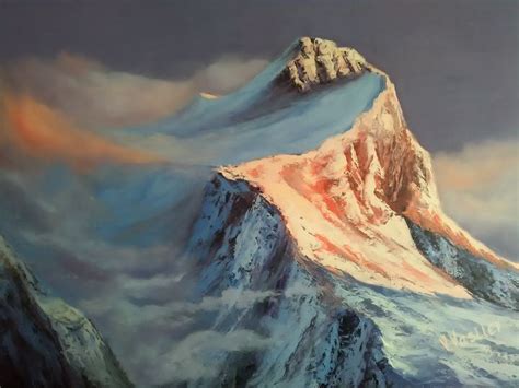 Snow Capped Mountain Peak My World Of Art Paintings Prints