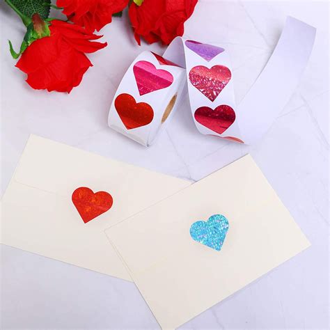 500 Pieces Glitter Heart Stickers Valentines Love Decorative Stickers