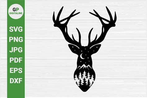 Deer Head Horned Elk And Wilderness Svg Graphic By Gpdigitalines