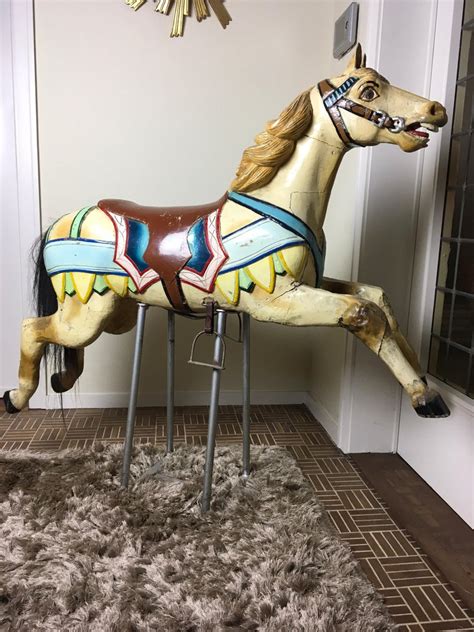 J Hübner Carved Wood Carousel Horse Early 20th Century Germany For