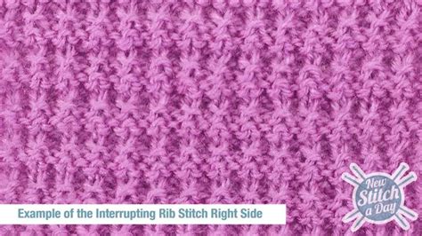 Example Of The Interrupted Rib Stitch Right Side Knit Stitch Patterns