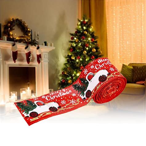 Tssuoun Christmas Decorations Supplies Christmas Truck Printing Ribbon ...