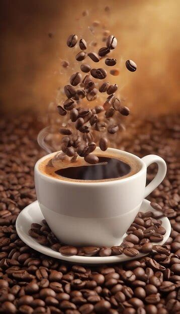 Premium Photo | Delicious coffee beans and cup art wallpaper