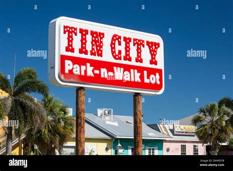 Naples Florida Usa Park And Walk Sign At Tin City A Historic