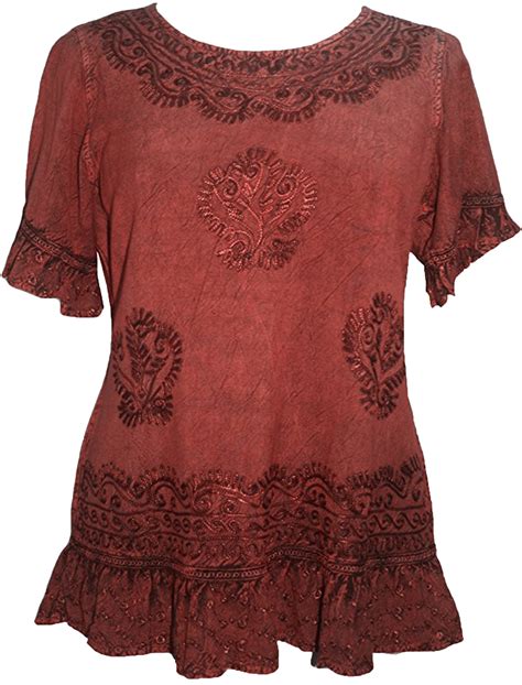 142 B Peasant Bohemian Ruffle Gypsy Ari Blouse Agan Traders