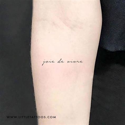 Set of three 'joie de vivre' temporary tattoos. While the English ...