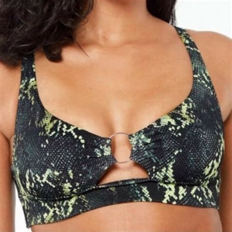 Bar Iii Swim Bar Iii Bikini Top Black Green Size Medium Poshmark