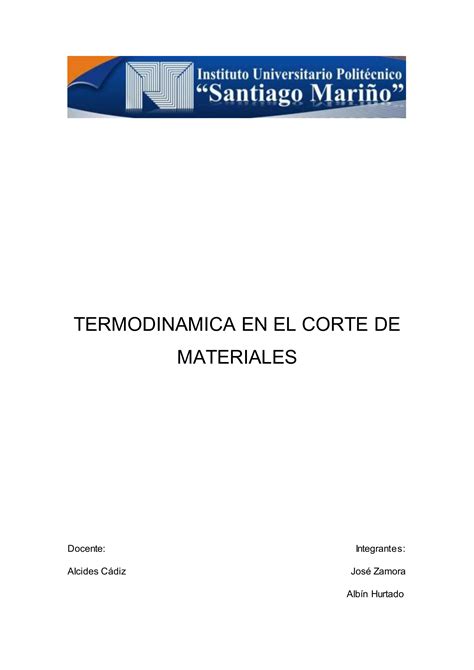 Termodinamica En El Corte De Materiales Pdf