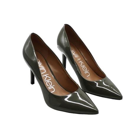 Calvin Klein Shoes Calvin Klein Womens Gayle Pumps Olive Faux Patent Leather Elegance Poshmark