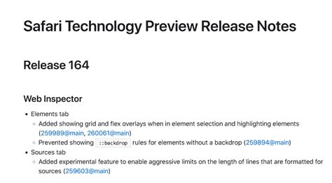 苹果发布 Safari Technology Preview 164 版本更新 macOS 系统 Web