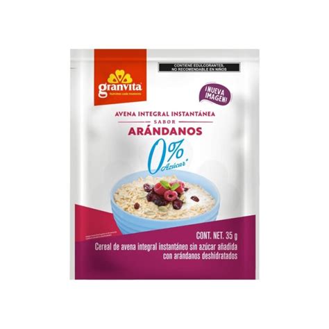 Avena integral instantánea sabor arándanos Granvita 35 g 1 23 oz