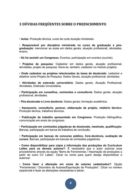 Manual De Preenchimento Do Curr Culo Lattes Pdf