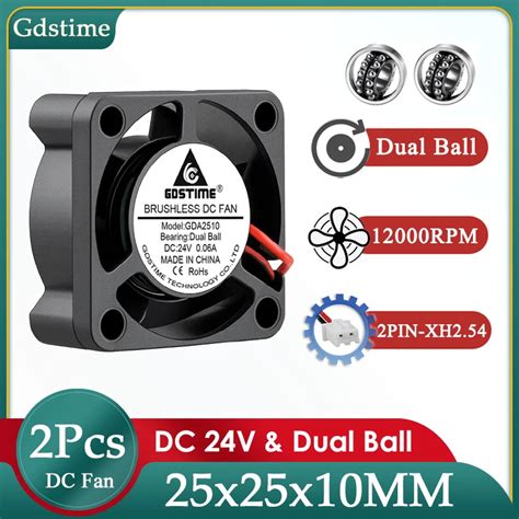 Gdstime Mini Ventilador Axial De 2 Piezas Enfriador Sin Escobillas De