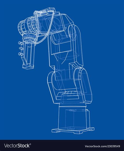 3d Outline Robotic Arm Rendering Of Royalty Free Vector