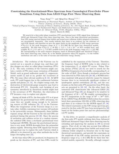 Pdf Constraining The Gravitational Wave Spectrum From Cosmological