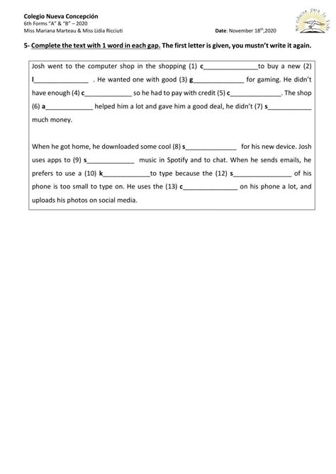 English Assignment Exercise Live Worksheets