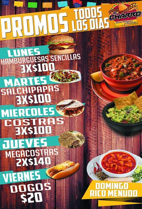 Carta del restaurante El Charro Torreón