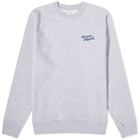 Maison Kitsune Maison Kitsune Handwriting Regular Crew Sweat Light Grey