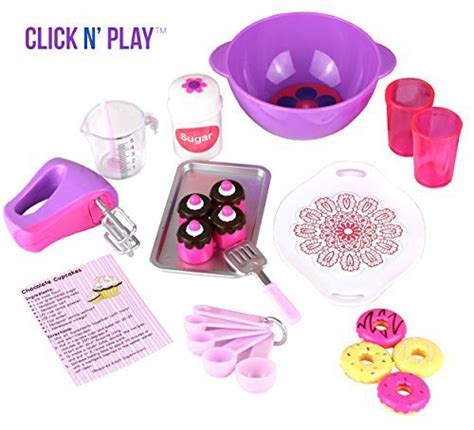 Click N' Play Doll Baking Set with Apron and Baking Utensil Accessories, Perfect for 18 inch ...