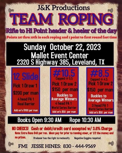 J&K Productions Rifle Team Roping at Mallet Event Center in Leveland ...