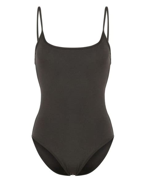 Totême Square Neck High Cut Swimsuit In Black Lyst