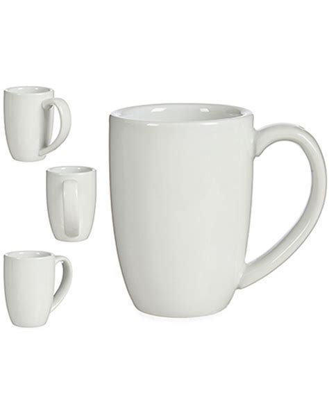 Juego Tazas Desayuno Ml Porcelana A Precio Barato Color Blanco