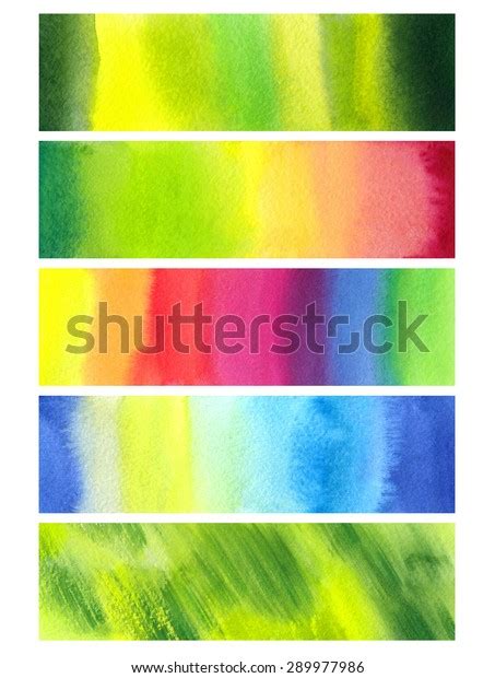 Watercolor Hand Painted Banners Set Template Stock Illustration