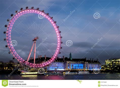 LONDON - DEC 20 : View of the London Eye at Night in London on D ...