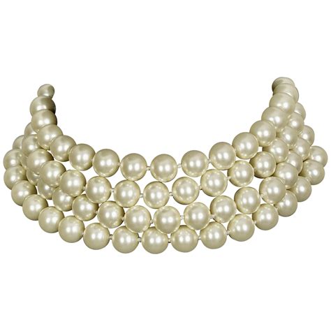 Vintage CHANEL Classic Multi Strand Pearl Choker Necklace At 1stDibs