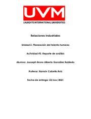 A 3 JBAGR Reporte De Analisis Pdf Relaciones Industriales Unidad 2